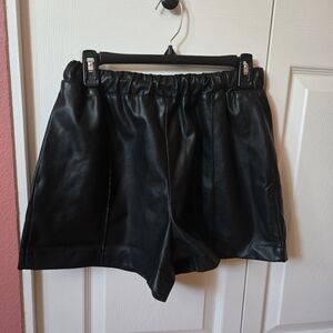 Topshop Black High Waist Faux Leather Shorts